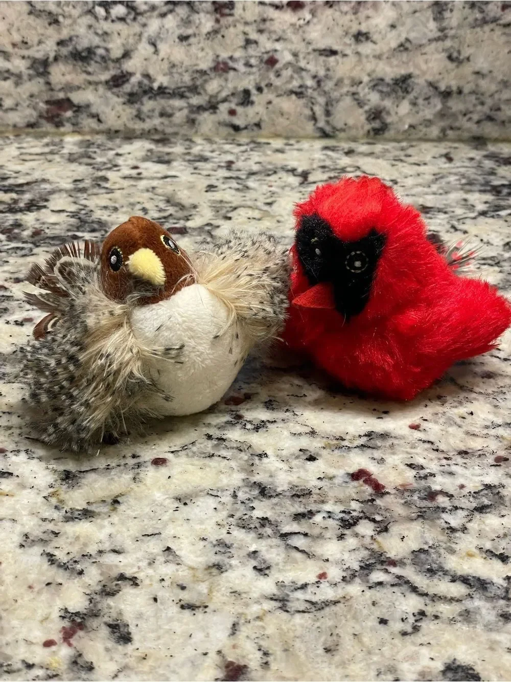 Pataroma Interactive Plush “Chirping Birds” for Cats Northern Cardinal & Sparrow